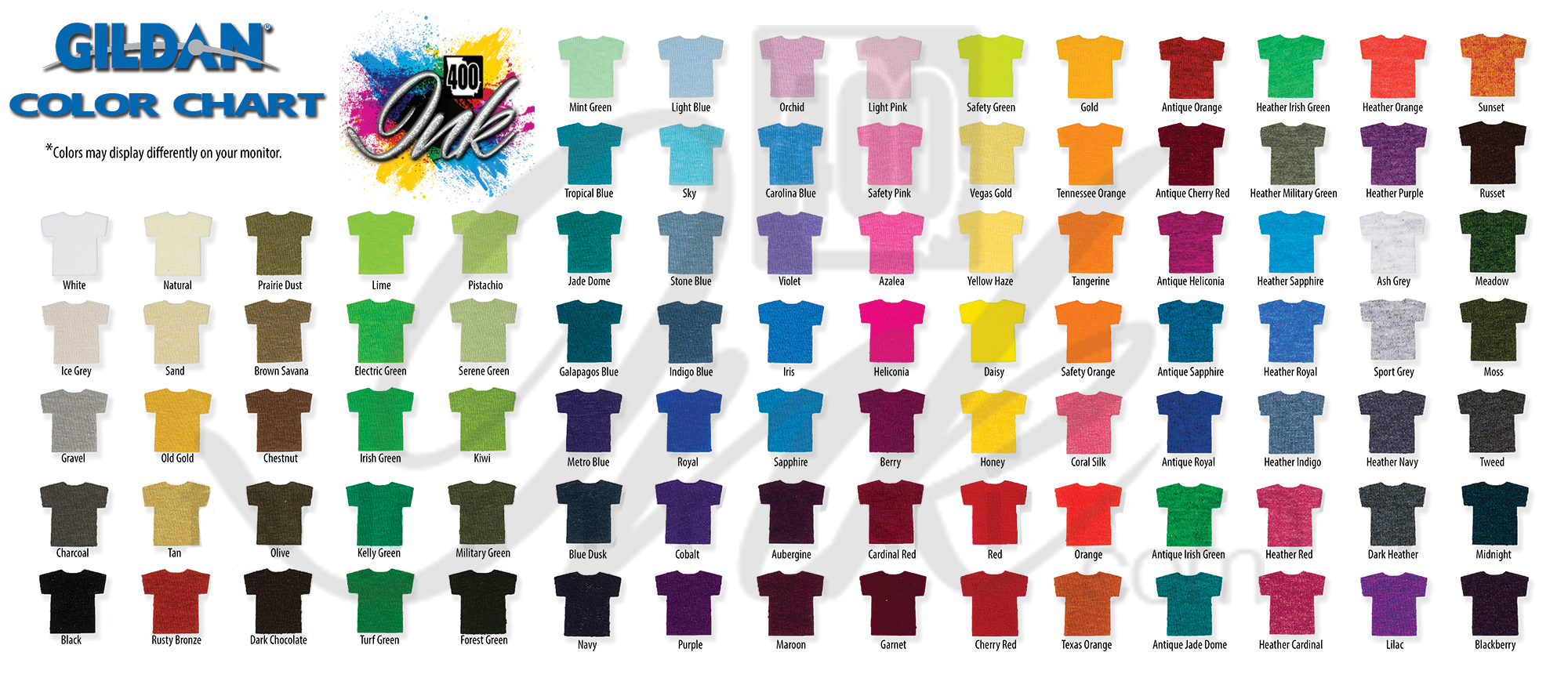 Gildan 2000 Camiseta Para Adultos Color Chart Gildan 2000 México | vlr ...