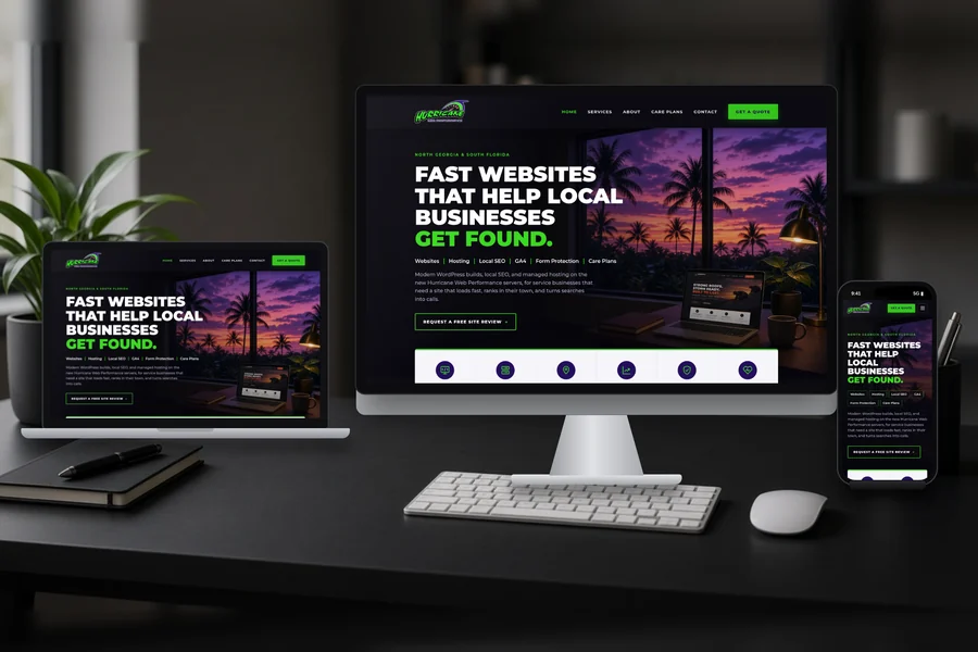 Hurricane Web Performance website design for local businesses