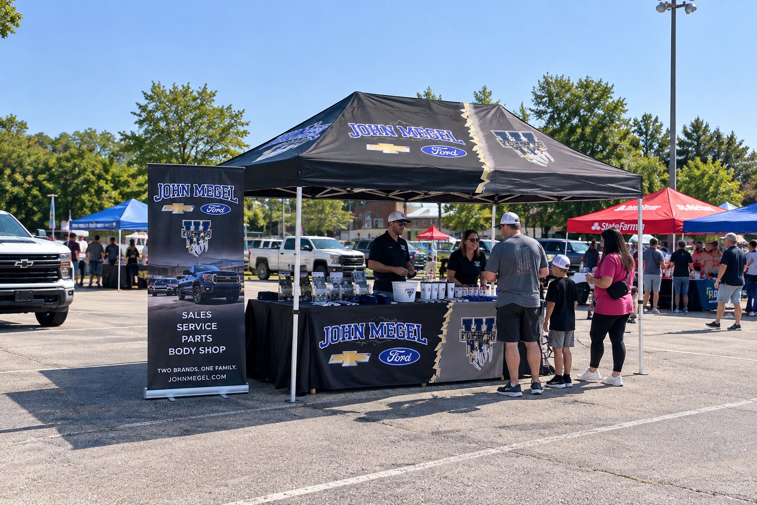 Branded event tent and banner display by 400 Ink